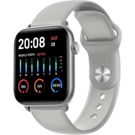 Belesy® Thermo Pro - Smartwatch - Horloge - 1.3 inch – Kleurenscherm - Full Touch - Lichaams thermometer - Grijs - Siliconen