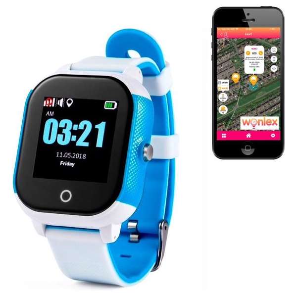 GPS tracker horloge kind junior & Senior Aqua Wifi Sports Blauw_Wit SOS bellen [IP67 waterdicht] incl. SIM-kaart