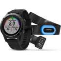 Garmin fenix 5 Saphir Armband apparaat Performer Bundle / Premium HRM-Run Brustgurt + QuickFit grijs/zwart