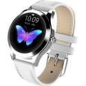 DrPhone L10 Series -  Vrouwen Smartwatch + Stappenteller – Waterproof - Lederen Band – Wit