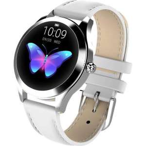 DrPhone L10 Series -  Vrouwen Smartwatch + Stappenteller – Waterproof - Lederen Band – Wit