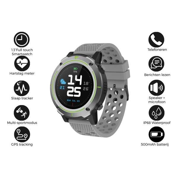 Denver SW-510 - Bluetooth smartwatch met GPS functie - activity tracker - hartslagmeter - Fitbit - Grijs