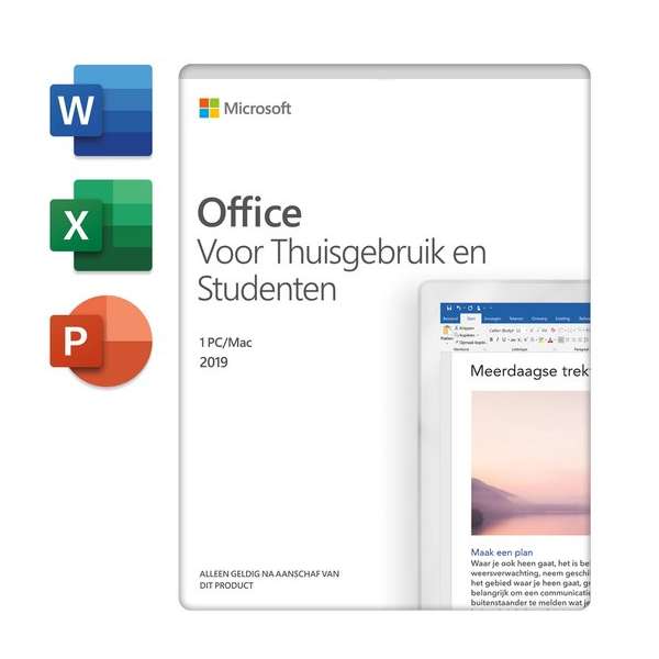 Microsoft Home & Student 2019 - Nederlands - 1 jaar abonnement Microsoft Home & Student 2019 - Nederlands - 1 jaar abonnement
