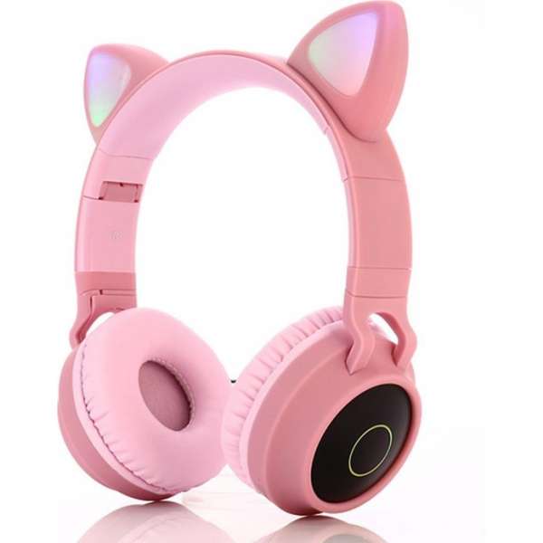 Kinder hoofdtelefoon - koptelefoon Bluetooth met led kattenoortjes roze Kinder hoofdtelefoon - koptelefoon Bluetooth met led kattenoortjes roze