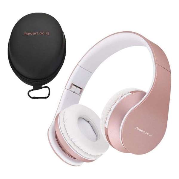 PowerLocus P1 draadloze Over-Ear Koptelefoon Inklapbaar - Bluetooth - Met microfoon – Rose Gold PowerLocus P1 draadloze Over-Ear Koptelefoon Inklapbaar - Bluetooth - Met microfoon – Rose Gold