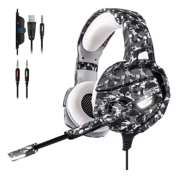 ONIKUMA K5 - Gaming headset - Camouflage Grijs - PS4 + PC + Xbox One + Nintendo Switch ONIKUMA K5 - Gaming headset - Camouflage Grijs - PS4 + PC + Xbox One + Nintendo Switch