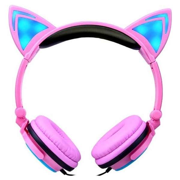 Kinder koptelefoon Met Led verlichting - Headphone Kids - Pink Kinder koptelefoon Met Led verlichting - Headphone Kids - Pink