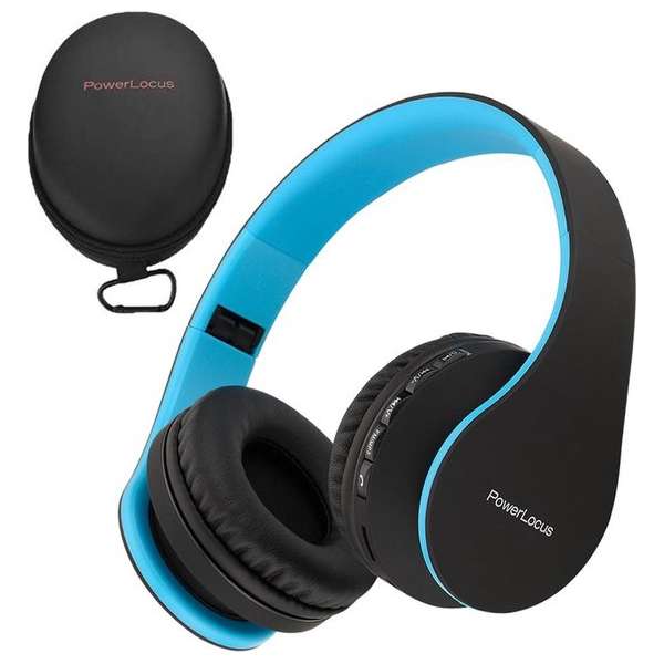 PowerLocus P1 draadloze Over-Ear Koptelefoon Inklapbaar - Bluetooth - Met microfoon – Zwart/Blauw PowerLocus P1 draadloze Over-Ear Koptelefoon Inklapbaar - Bluetooth - Met microfoon – Zwart/Blauw