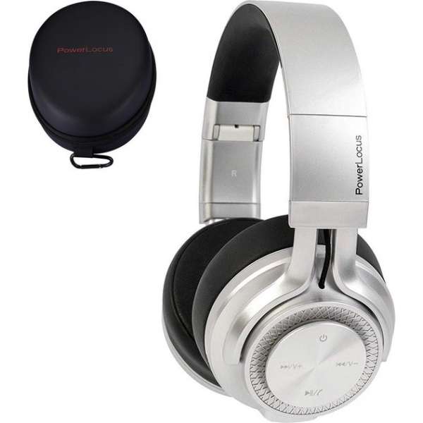 PowerLocus P3 draadloze Over-Ear Koptelefoon, Inklapbaar Bluetooth hoofdtelefoon met micro - Zilver PowerLocus P3 draadloze Over-Ear Koptelefoon, Inklapbaar Bluetooth hoofdtelefoon met micro - Zilver