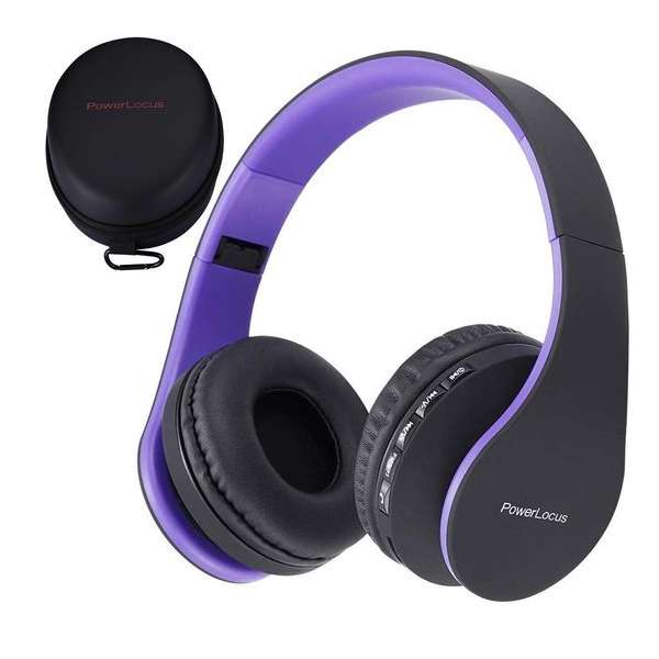 PowerLocus P1 draadloze Over-Ear Koptelefoon Inklapbaar - Bluetooth - Met microfoon – Purper PowerLocus P1 draadloze Over-Ear Koptelefoon Inklapbaar - Bluetooth - Met microfoon – Purper