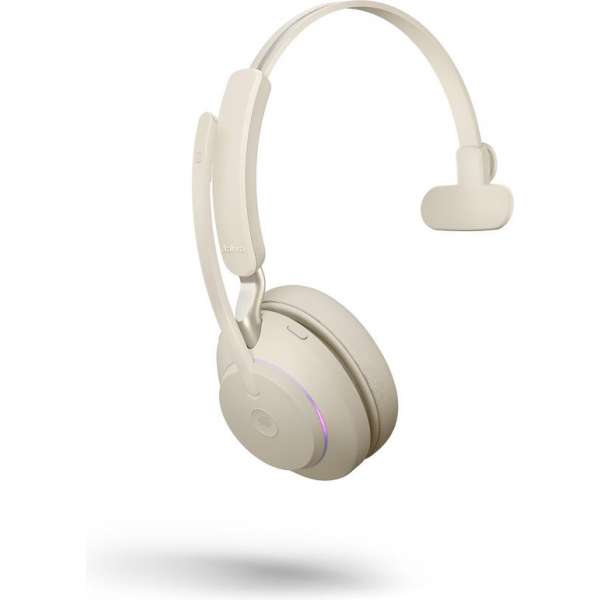 Jabra Evolve2 65 MS Mono Bluetooth Headset USB-C - Microsoft Teams gecertificeerd - Beige Jabra Evolve2 65 MS Mono Bluetooth Headset USB-C - Microsoft Teams gecertificeerd - Beige