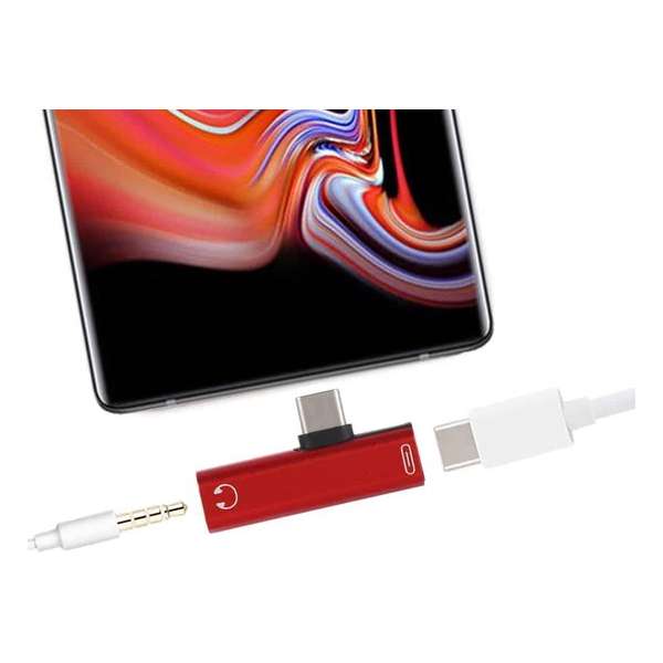 2-in-1 USB-C / Type-C mannetje naar USB-C / Type-C Vrouwelijk 3,5 mm jack-oplaadadapter (rood) 2-in-1 USB-C / Type-C mannetje naar USB-C / Type-C Vrouwelijk 3,5 mm jack-oplaadadapter (rood)