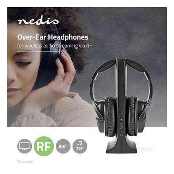Nedis HPRF320BK Wireless Headphones Radio Frequency (rf) Over-ear Charging Base Zwart Nedis HPRF320BK Wireless Headphones Radio Frequency (rf) Over-ear Charging Base Zwart