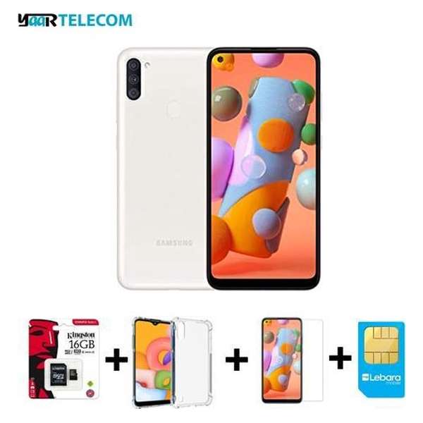 Samsung Galaxy A11 2020|32GB|dual sim|Wit+16GB SD kaart+ Hoesje + Beschermglas + NL simkaart Samsung Galaxy A11 2020|32GB|dual sim|Wit+16GB SD kaart+ Hoesje + Beschermglas + NL simkaart