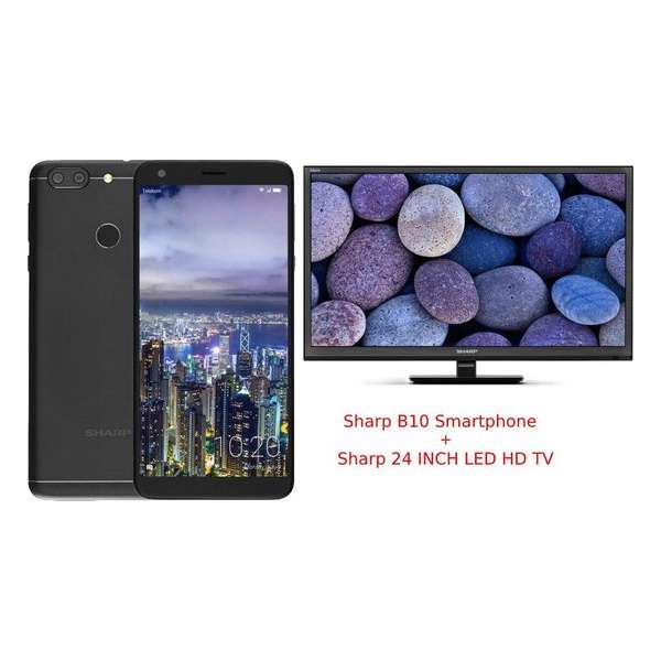 Sharp B10 - 32GB - Dual Sim - Zwart - incl 24" LED HD TV Sharp B10 - 32GB - Dual Sim - Zwart - incl 24" LED HD TV