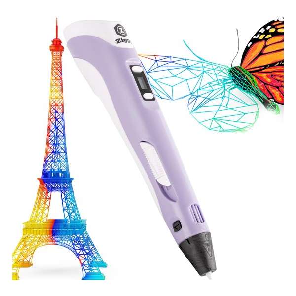Ziggy 3D pen - 3D pennen - 3 in 1 Premium Pakket - 3D printer - 20 meter Filament in 6 kleuren - Kleur Paars Ziggy 3D pen - 3D pennen - 3 in 1 Premium Pakket - 3D printer - 20 meter Filament in 6 kleuren - Kleur Paars