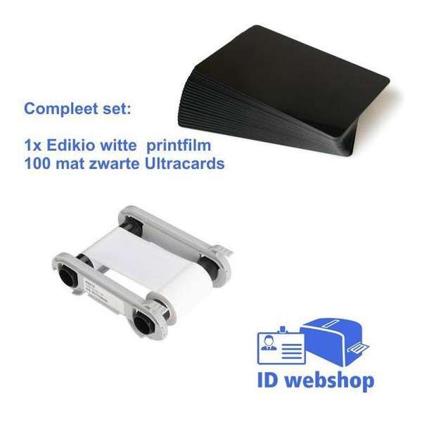 Edikio Access printlint wit set RCT052NAA + 100 mat zwarte pvc kaarten Edikio Access printlint wit set RCT052NAA + 100 mat zwarte pvc kaarten