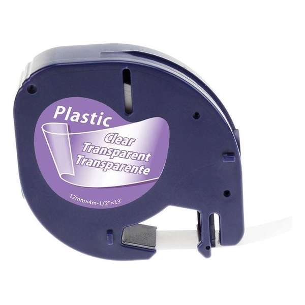 Dymo LT plastic labels transparant-zwart 12mm