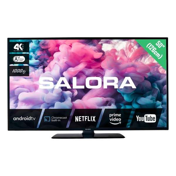 Salora 50UA330 - Televisie - Led - 4K - 50 Inch - Smart - Android TV - Zuinig - Netflix - Youtube- Chromecast
