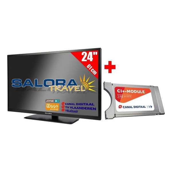 Salora 24" Travel TV 12/230 Volt + CanalDigitaal Cam701