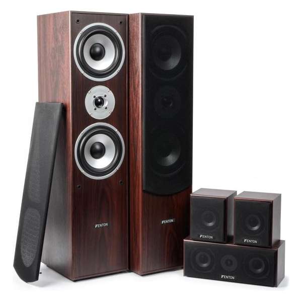 Fenton Thuis bioscoop speaker systeem - Walnoot - 5 delig Fenton Thuis bioscoop speaker systeem - Walnoot - 5 delig