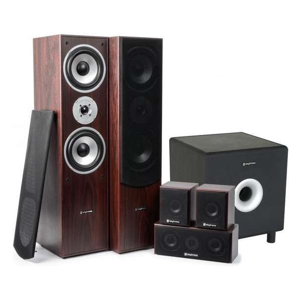SkyTronic 5.1 home cinema surround walnoot speakerset 1300W met 8 subwoofer SkyTronic 5.1 home cinema surround walnoot speakerset 1300W met 8 subwoofer