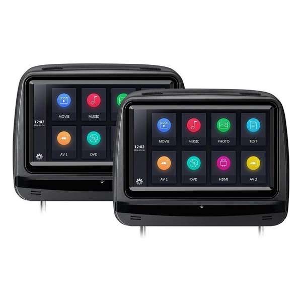 2x 9 inch Zwarte TFT LCD hoofdsteun DVD Speler 2x 9 inch Zwarte TFT LCD hoofdsteun DVD Speler