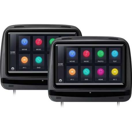 2x 9 inch Zwarte TFT LCD hoofdsteun DVD Speler