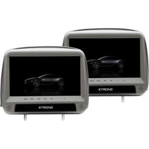 2x 9 inch Grijze HD Digital hoofdsteun DVD Speler met een Zipper design