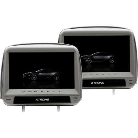 2x 9 inch Grijze HD Digital hoofdsteun DVD Speler met een Zipper design
