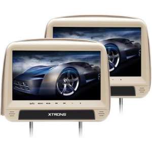 2x 9 inch Beige HD Digital hoofdsteun DVD Speler met een Zipper design