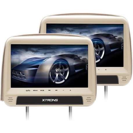 2x 9 inch Beige HD Digital hoofdsteun DVD Speler met een Zipper design