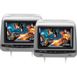 2x Grijze 7 inch hoofdmonitoren met touchscreen