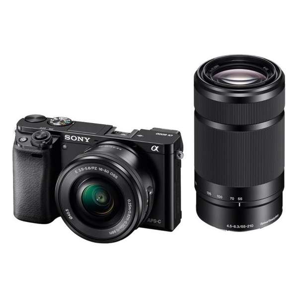 Sony A6000 + 16-50mm f/3.5-5.6 + 55-210mm f/4.5-6.3 - Zwart Sony A6000 + 16-50mm f/3.5-5.6 + 55-210mm f/4.5-6.3 - Zwart