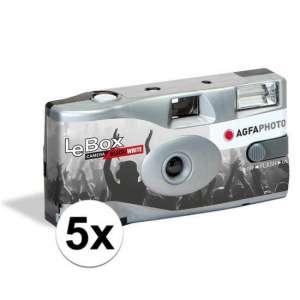 5x Bruiloft/huwelijk wegwerp camera met flitser en 36 zwart/wit fotos - Vrijgezellenfeest zwartwit fotos weggooi fototoestel