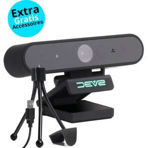 Webcam met microfoon & cover op PC- Full HD met webcamcover & Tripod- Geschikt voor Windows, Apple & Android Laptop