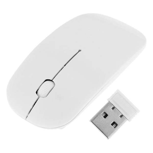 Draadloze Muis 2.4 Ghz (Ultra Dun) Met USB Aansluiting Wit Draadloze Muis 2.4 Ghz (Ultra Dun) Met USB Aansluiting Wit
