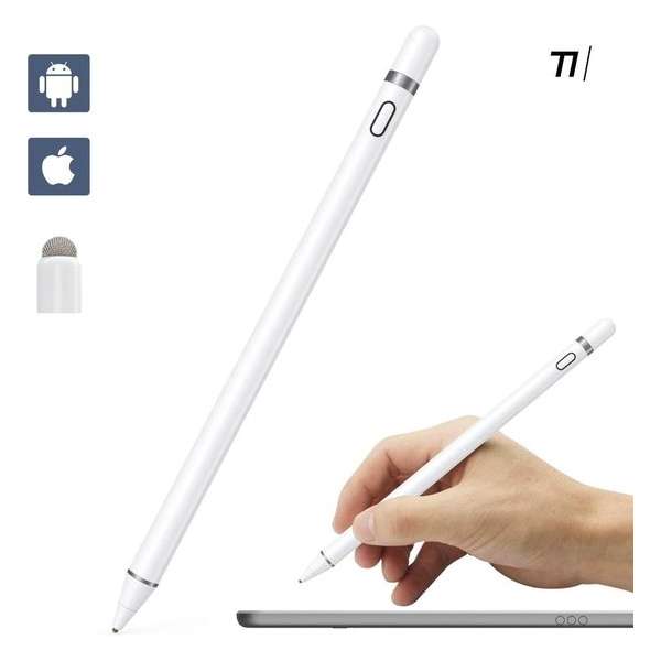 TIKKENS Active Stylus Pen Wit - Geschikt voor Android / iOS / Windows - Tablets / IPad / Smartphone - Universeel