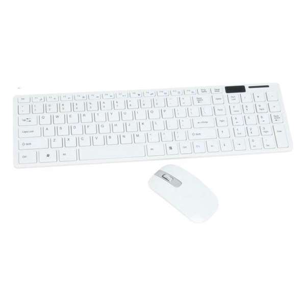 Draadloos / Draadloze Wireless Toetsenbord met Muis / Qwerty / Wit - Inclusief beschermfolie