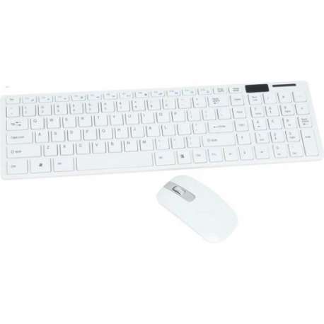 Draadloos / Draadloze Wireless Toetsenbord met Muis / Qwerty / Wit - Inclusief beschermfolie