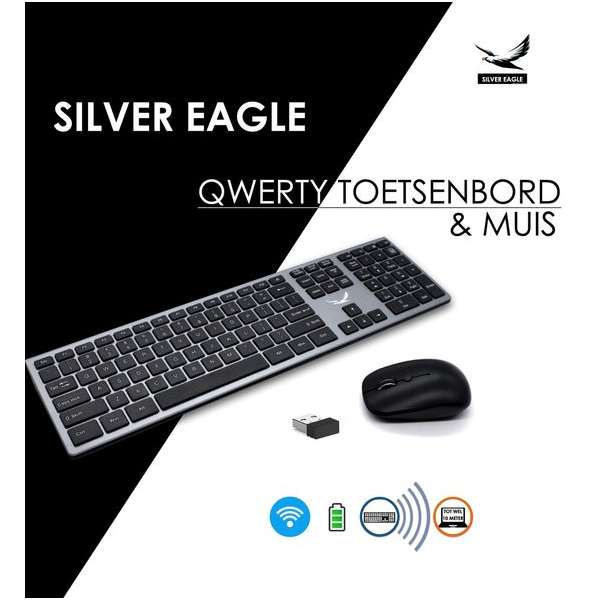 Draadloos Toetsenbord en Muis - Numeriek Toetsenbord - Draadloze Muis - Klavier - Gratis Batterijen - Grijs Draadloos Toetsenbord en Muis - Numeriek Toetsenbord - Draadloze Muis - Klavier - Gratis Batterijen - Grijs