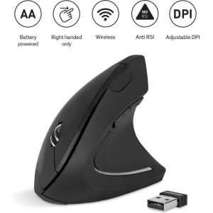 Sinji Ergonomische Muis - Rechtshandig - Multi-functionele knoppen - Anti-Muisarm - Draadloos - Zwart