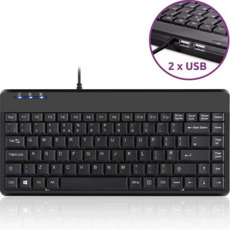 Perixx Periboard 409H compact ergonomisch toetsenbord + 2 x usb hub | QWERTY - Zwart