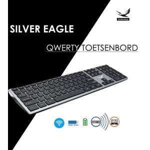 QWERTY Toetsenbord – Draadloos  – Numeriek Toetsenbord - Extern Toetsenbord - Klavier - Inclusief Batterijen - Grijs