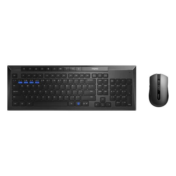 Rapoo 8200M - Draadloos Toetsenbord en Muis - RF+ Bluetooth - Zwart Rapoo 8200M - Draadloos Toetsenbord en Muis - RF+ Bluetooth - Zwart