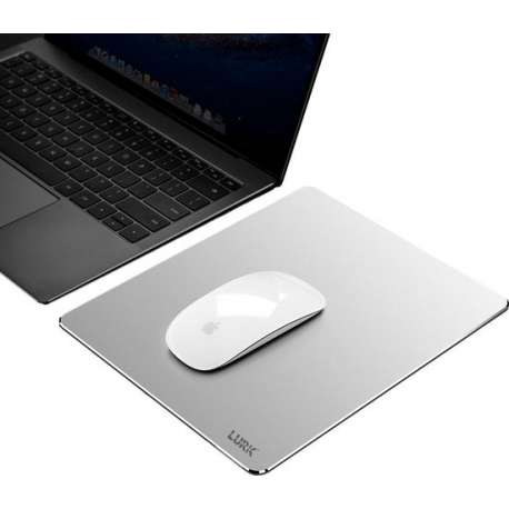 LURK® Slim ALU magic muismat  - Premium aluminium mouse pad – Voor alle computermuizen – Ultradun - Space gray/zilver