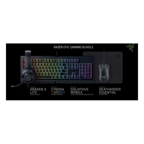 Razer Epic Holiday Gaming Bundel - Toetsenbord+Headset+Muis(Mat) - Qwerty Razer Epic Holiday Gaming Bundel - Toetsenbord+Headset+Muis(Mat) - Qwerty