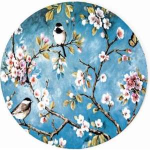 Moodadventures | Muismatten | Muismat Rond Turquoise Birds | Rubber | 20 x 20
