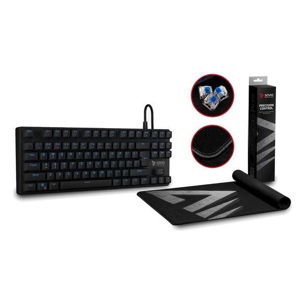 Mechanisch gaming toetsenbord + XL muismat - Tenkeyless TKL - Qwerty - Outemu Blue - Mechanical keyboard - SAVIO Tempest RX Mechanisch gaming toetsenbord + XL muismat - Tenkeyless TKL - Qwerty - Outemu Blue - Mechanical keyboard - SAVIO Tempest RX