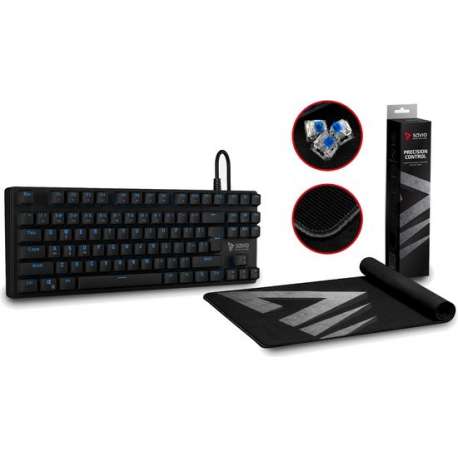 Mechanisch gaming toetsenbord + XL muismat - Tenkeyless TKL - Qwerty - Outemu Blue - Mechanical keyboard - SAVIO Tempest RX
